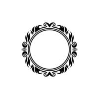Elegant Black Round Frame with Ornate Flourishes on White Background. vector
