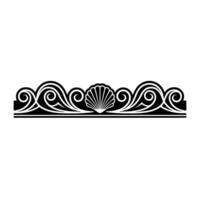 Elegant Black and White Ocean Border Seashell Wave. vector