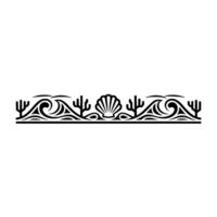 Minimalist Coastal Border with Seashells, Waves, and Cactus. vector