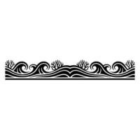 Elegant Black Ocean Wave Border Element, Illustration. vector