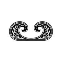 Ornate Black White Swirl Pattern, Decorative Element. vector
