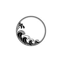 Minimalist Wave in Circle Frame - Elegant Decorative. vector