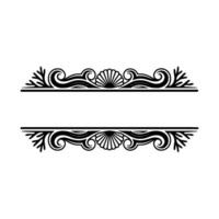 Elegant Black White Border Frame with Seashell and Swirls. vector