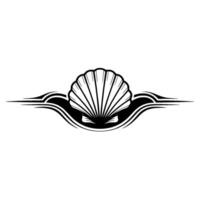 Elegant Shell Emblem Black and White Illustration. vector