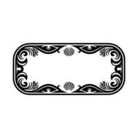 Ornate Black Rectangular Frame with Sea Shell Floral Motif on Gradients. vector