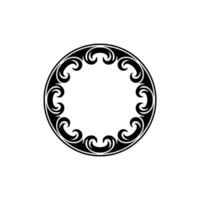 Elegant Black Circle Ornament on White Decorative Frame Element. vector