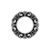 Elegant Black Floral Wreath Frame, Circle Space, Isolated. vector