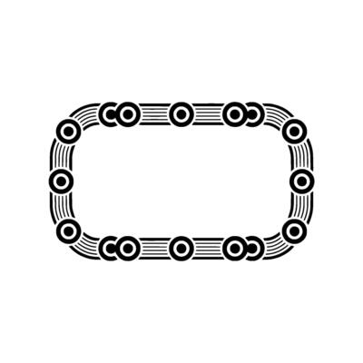 Retro Geometric Rectangular Frame with Ornate Border - Minimalist.