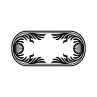 Decorative Floral Oval Frame, Black and White , Elegant. vector