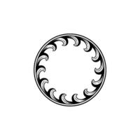 Ornate Circular Black and White Frame Element on Neutral Background. vector