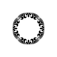 Elegant Black Floral Circle Frame on Light Background. vector