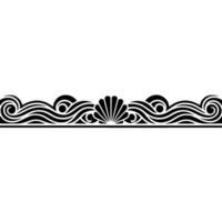 Art Deco Sea Border with Seashell and Waves. vector