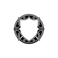 Geometric Shield Emblem Art Deco on Cream Background. vector