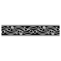Ocean Border Wave, Seashell Starfish , Elegant Black White. vector