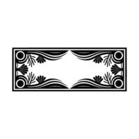 Elegant Black Decorative Frame with Floral Elements. vector