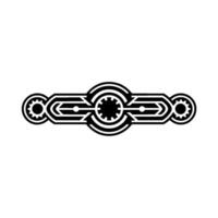 Geometric Black White Ornament , Abstract Technical Element. vector