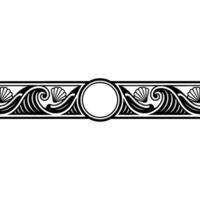 Art Nouveau Ocean Border with Circle, Black and White. vector