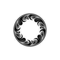 Elegant Circular Swirl Frame, Black White. vector