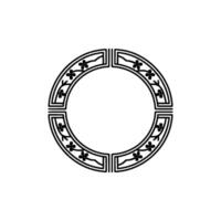 Elegant Floral Circular Frame, Black and White Decorative. vector