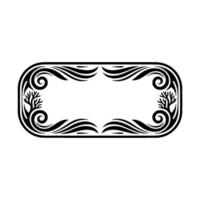 Elegant Black Frame with Ornamental Trees and Swirls, Minimalist. vector