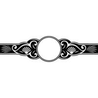 Elegant Black White Ornamental Frame with Circle Center. vector