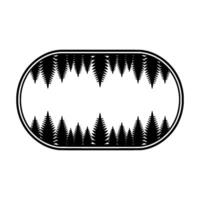Minimalist Forest Frame Black White Evergreen Badge. vector
