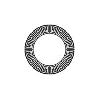 Greek Key Circle Frame on White Background, Minimalist. vector