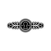 Elegant Keyhole Ornament Decorative Black White. vector
