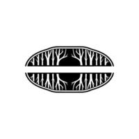 Symmetric Silhouette Forest on Grey, Modern Nature. vector
