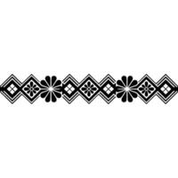 Geometric Floral Border in Black, Minimalist Decorative Element. vector
