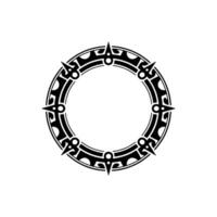 Circular Geometric Ornament with Spikes, Black White. vector