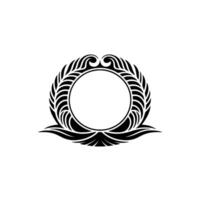 Elegant Laurel Wreath Emblem, Minimalist Black on White. vector