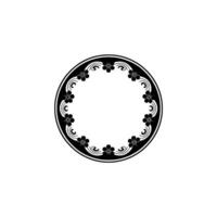 Elegant Floral Circular Frame in Black and White. vector