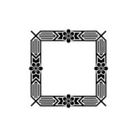 Art Deco Floral Frame, Black and White, Geometric Ornament. vector