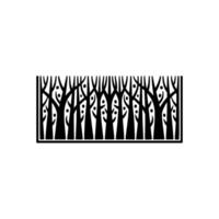 Stylized Black Forest Silhouette on White Background. vector