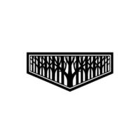 Abstract Forest in Shield Minimalist Black White. vector