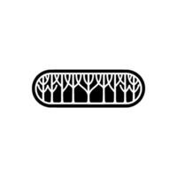 Minimalist Black Forest in Oval Frame, Modern. vector