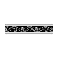 Nautical Border Black White Waves Shells, Illustration. vector