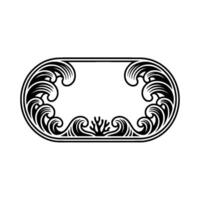 Elegant Ocean Frame, Black and White Decorative Border, Illustration. vector