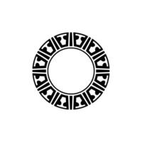 Abstract Black White Circular Ornament Illustration. vector