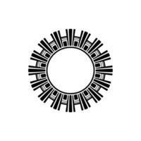 Art Deco Sunburst Circle Element on White Background. vector