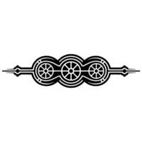 Abstract Geometric Wheel Motif in Black on White, Decorative. vector