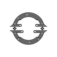 Minimalist Japanese Style Emblem, Circle with Flowers. vector