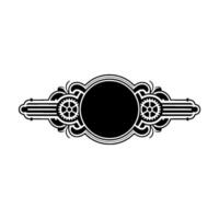Steampunk Emblem Black White Gear on Cream Background. vector