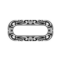 Ornate Art Deco Oval Frame with Seashells and Swirls. vector