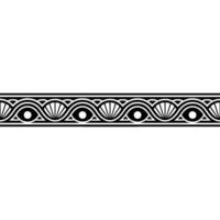 Elegant Black and White Border Geometric Pattern with Wave and Eye Motifs. vector