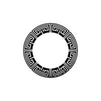 Geometric Greek Key Circle Frame on White, Minimalist. vector