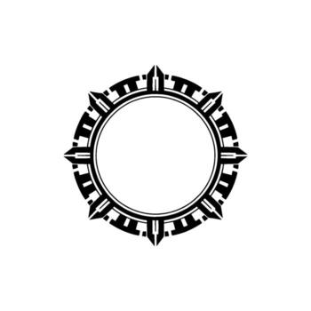 Geometric Circle Frame Element in Black on Light Gray, Modern. vector