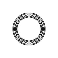 Geometric Floral Circle Frame, Black on White, Decorative. vector
