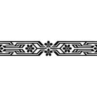 Black Floral Line Border on Gradient Background. vector
